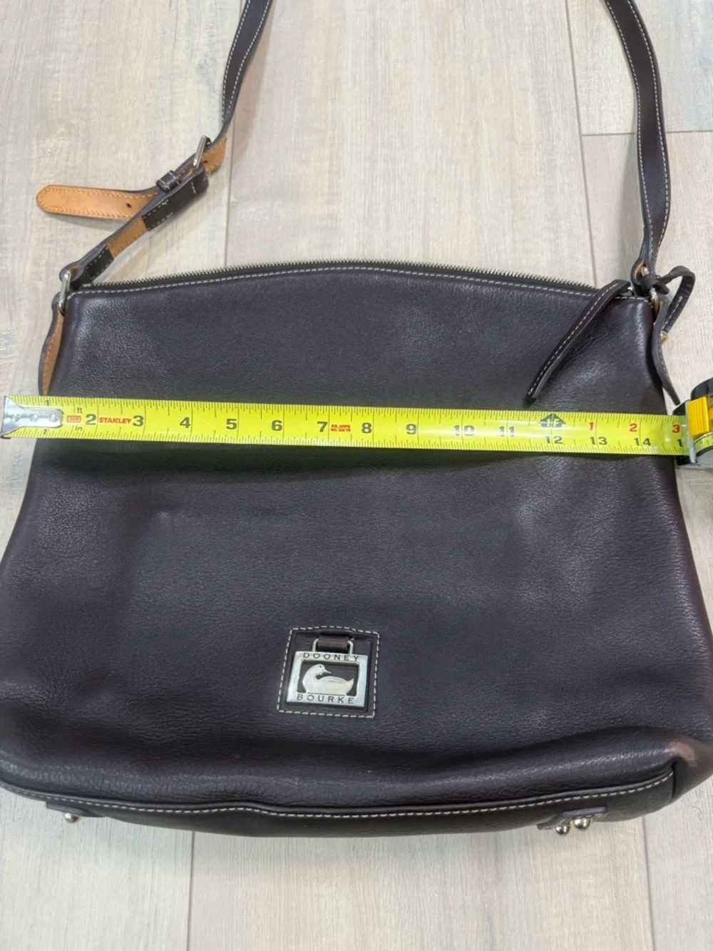 Dooney & Bourke Black Leather Hobo with Tan Strap